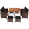 Outdoor Rattan Dining Set 9 Piece with Cushions and Umbrella Hole